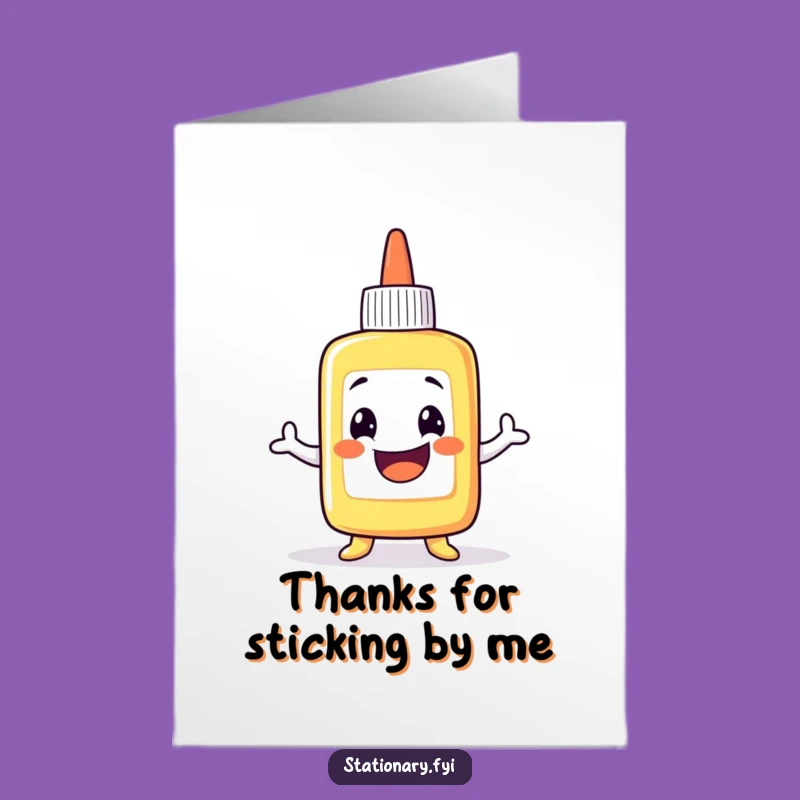 Free Printable Thank You Card: Wobbling Glue Bottle Expressing Gratitude