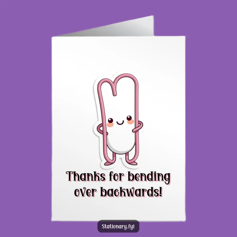 Free Printable Thank You Card: Humorous Kawaii Paperclip Bends Gratitude