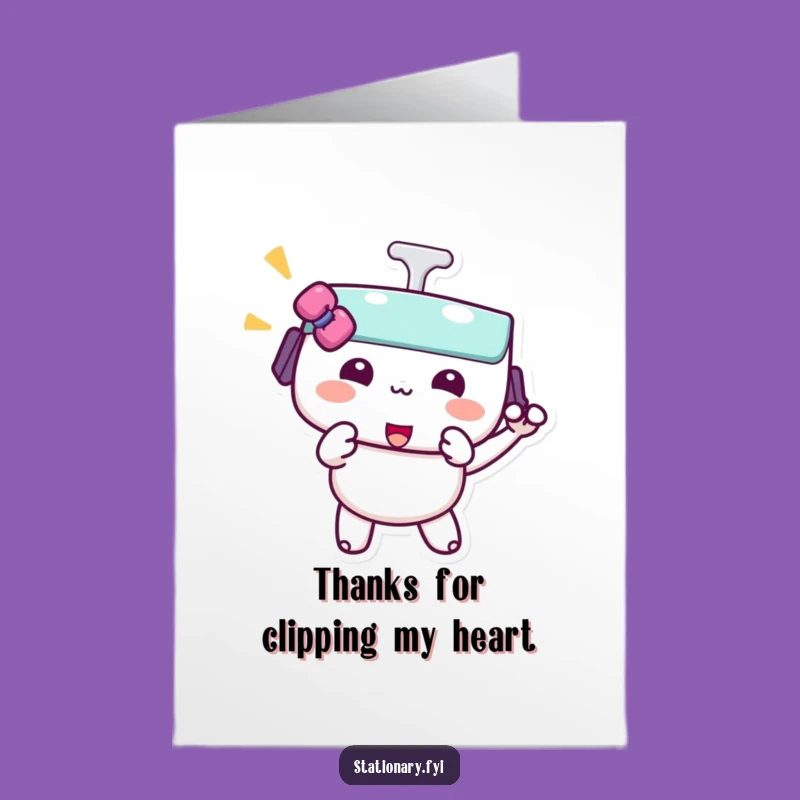 Free Printable Thank You Card: Kawaii Binder Clip Pinch, Holding Downloadable
