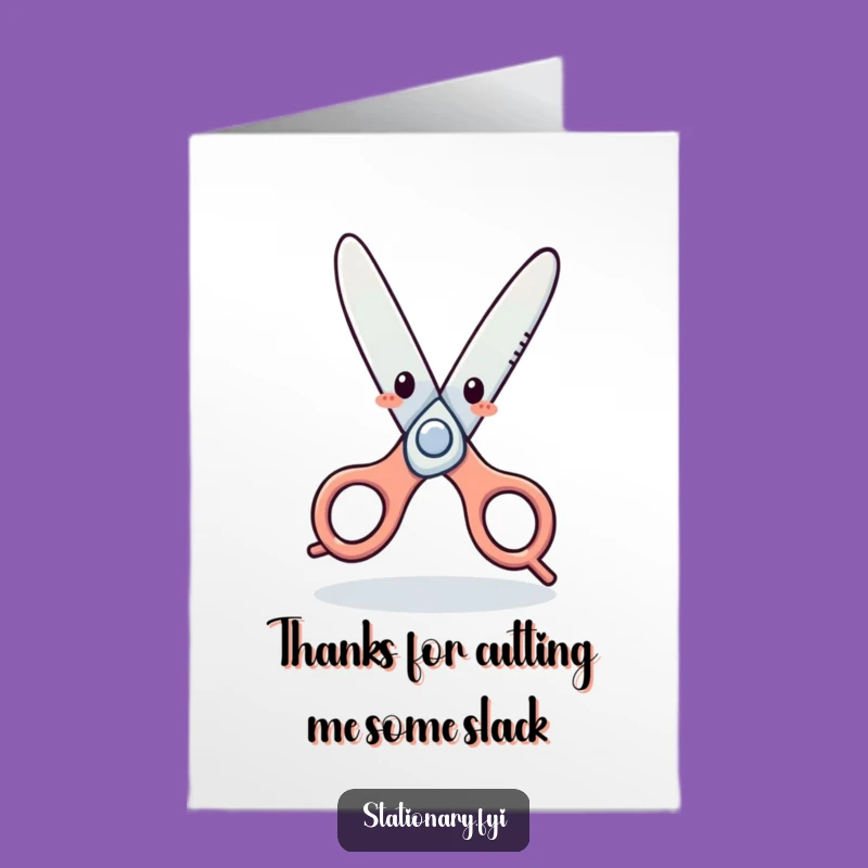 Free Printable Thank You Card: Dancing Scissors Expressing Gratitude Hilariously