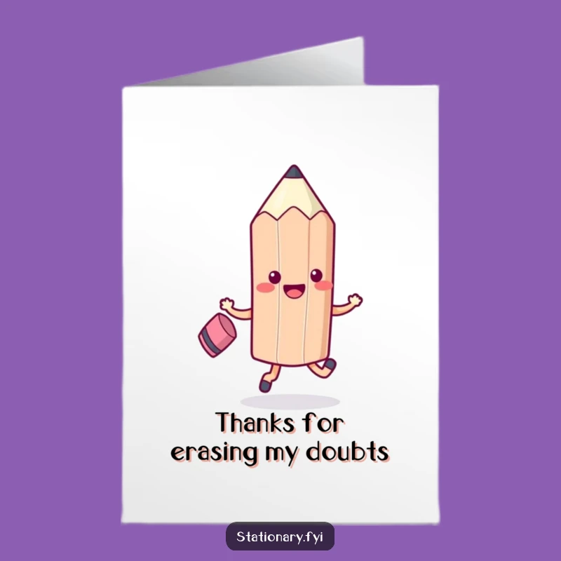 Free Printable Kawaii Pencil Thank You Card - Funny Gratitude Downloadable Gift