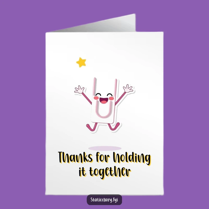 Free Printable Paperclip Thank You Card: Funny Jump of Gratitude Downloadable Gift