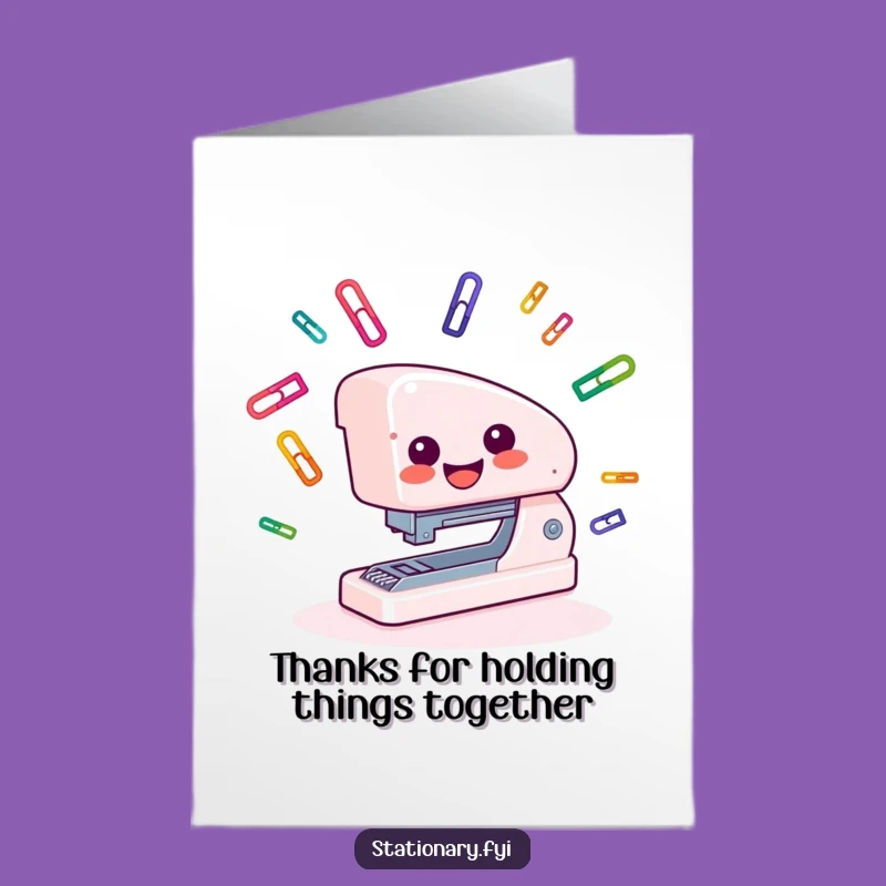 Free Printable Thank You Card: Juggling Stapler - Appreciate Them Funnily