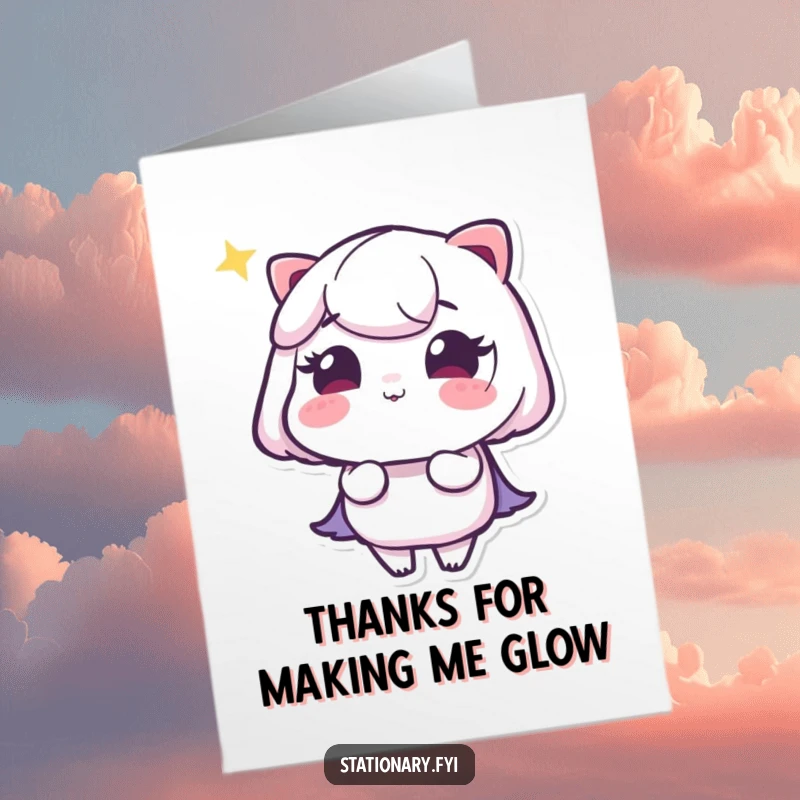 Funny Free Printable Thank You Card: A winking highlighter leaves a luminous, glowing line, adding a humorous shine to your appreciation.
