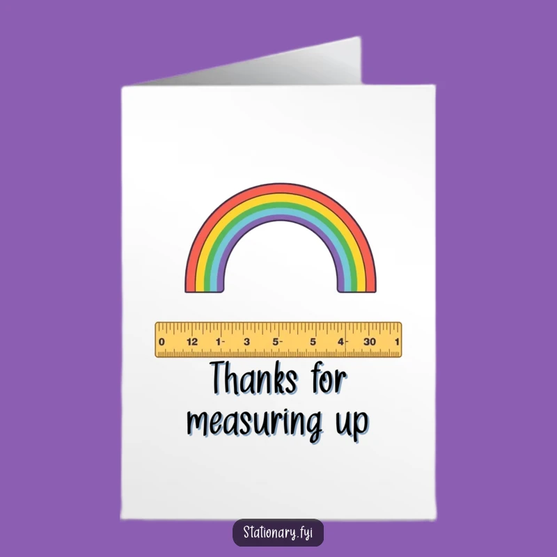 Free Printable Ruler Rainbow Thank You Card: Playful Humor Downloadable Gratitude