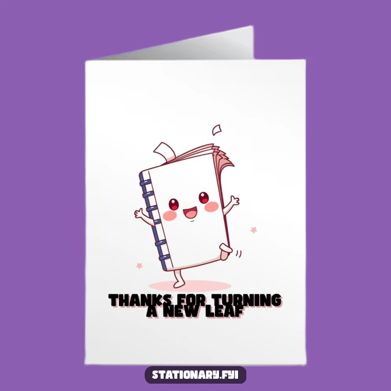 Free Printable Kawaii Notebook Thank You Card - Funny Cartwheel Downloadable Gift