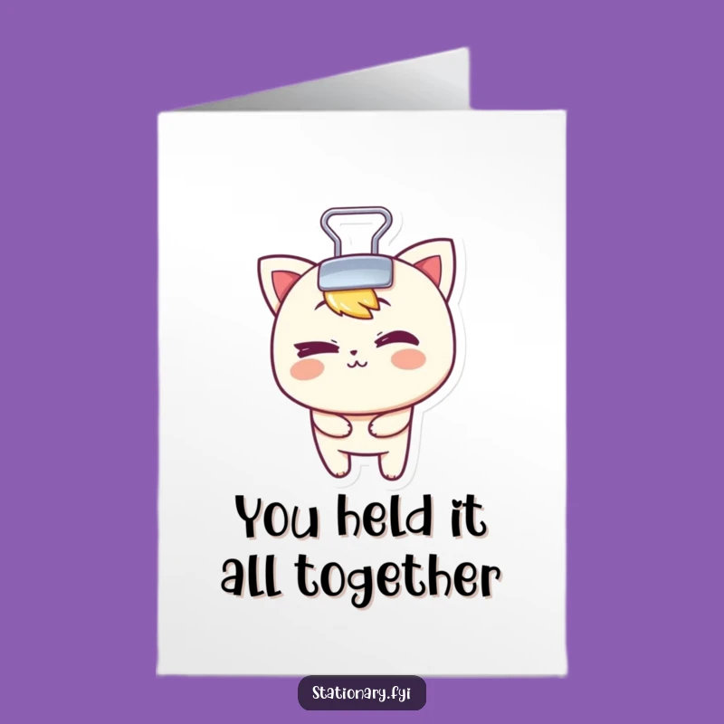 Free Printable Binder Clip Thank You Card: Funny Winking Downloadable Gift
