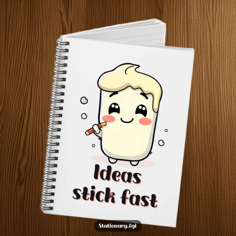 Funny Kawaii Glue Stick Notebook with a joyful smear, encouraging humorous organization and gifting, perfect for creativity.