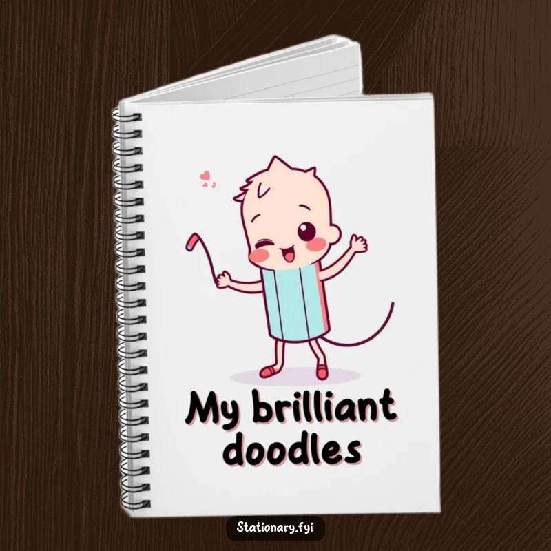 Funny Kawaii Pencil Notebook: A notebook adorned with a dancing pencil, perfect for jotting down creative thoughts and doodles.