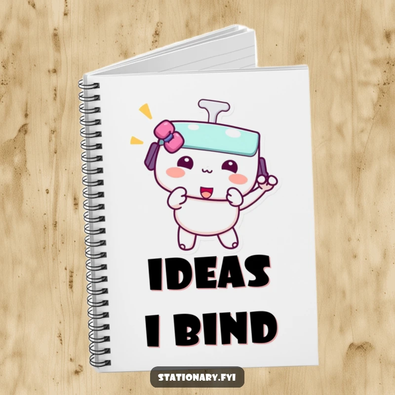 Funny kawaii binder clip notebook featuring a character doing a playful pinch, perfect for jotting down ideas or secure notes.
