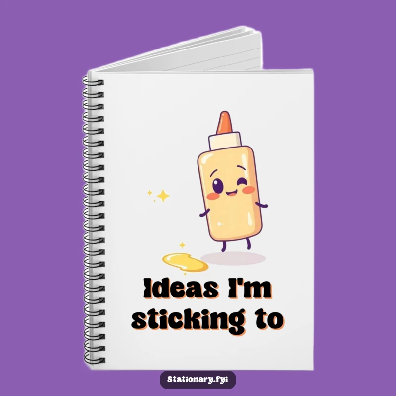 Funny Glue Stick Notebook, Sparkle Trail Pages, Crafty Journal Gift