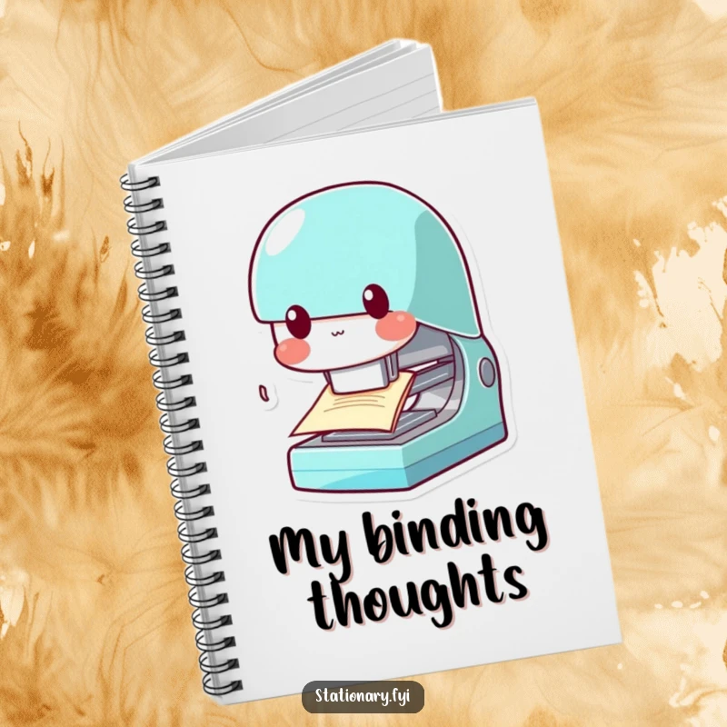 Funny Kawaii Stapler Notebook: A notebook featuring a chomping stapler, perfect for organizing notes and ideas with humor.