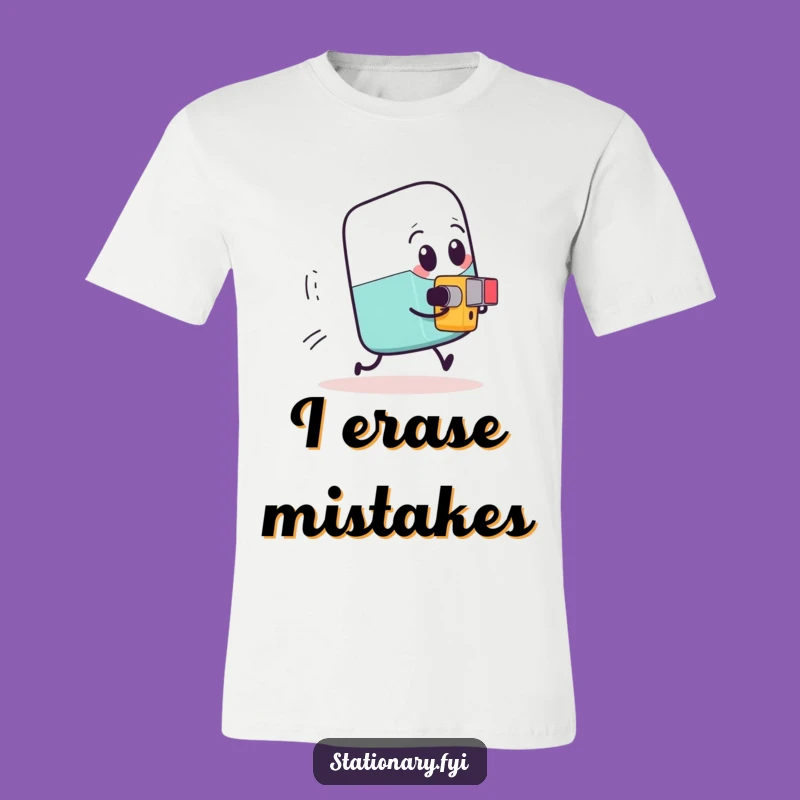 Funny Eraser Chase T-Shirt: Hilarious Stationery Pursuit Apparel