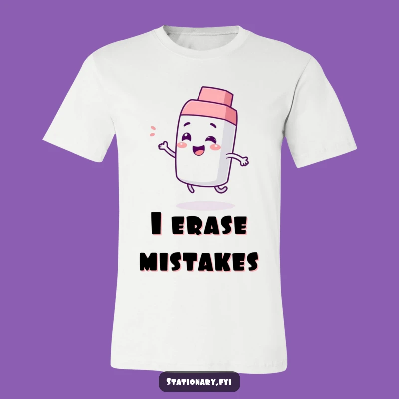 Funny Giggling Eraser T-Shirt - Playful Bounce Humor Tee for Stationery Fanatics