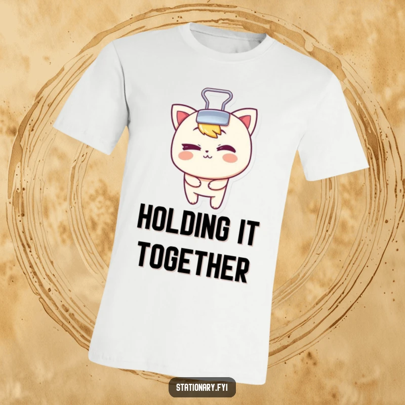 Funny t-shirt showcasing a mischievous binder clip character playfully winking, perfect for office humor lovers.