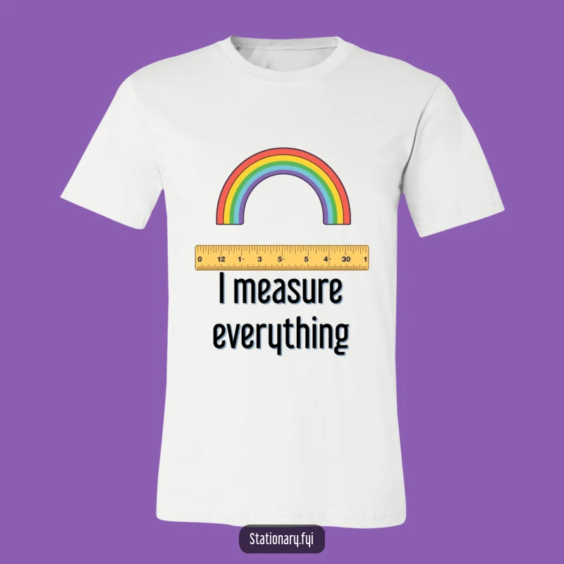 Funny Ruler T-Shirt: Arc Your Style with this Rainbow Design