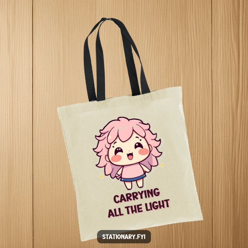 Funny tote bag with a beaming highlighter character, perfect for carrying essentials with bright, cheerful humor.
