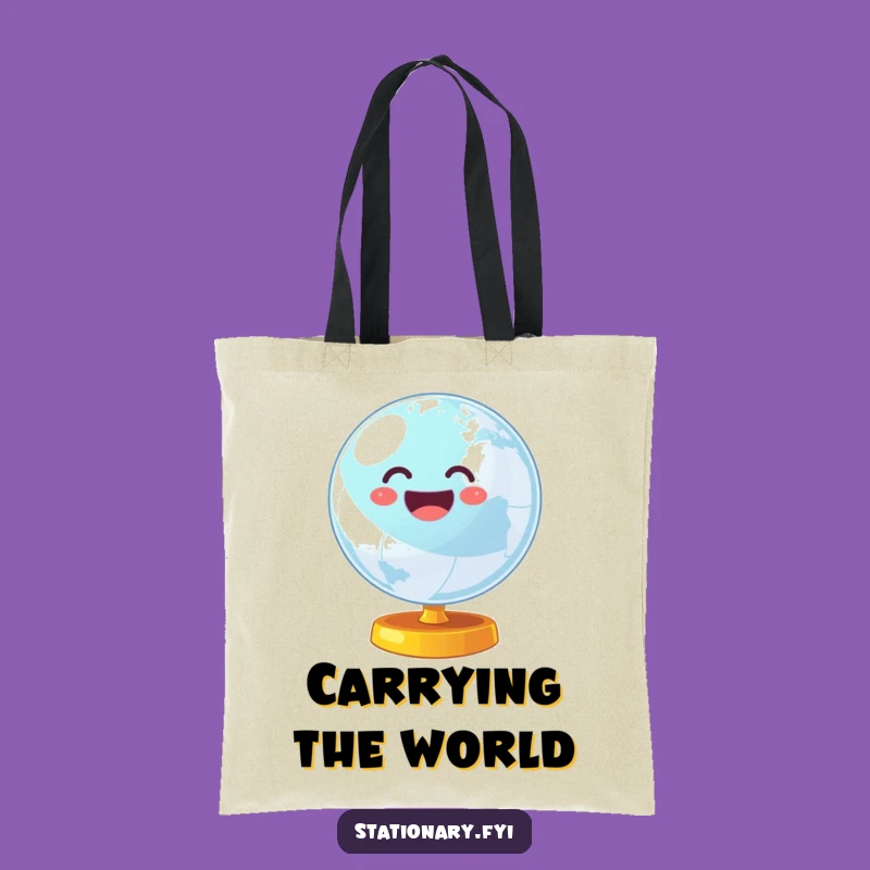 Wobbly Globe Energy Tote: Carry Your World with Humorous Style.
