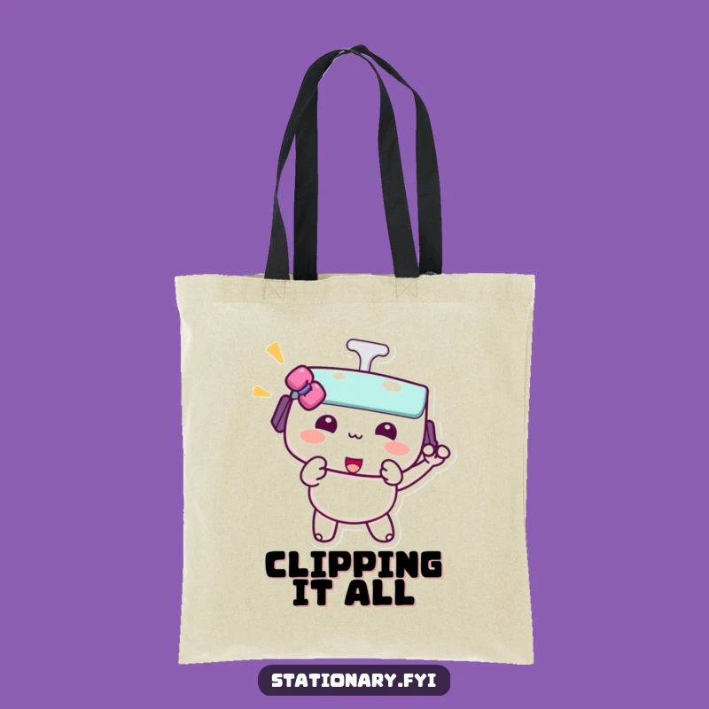 Funny Kawaii Binder Clip Tote Bag - Playful Pinch Style Gift