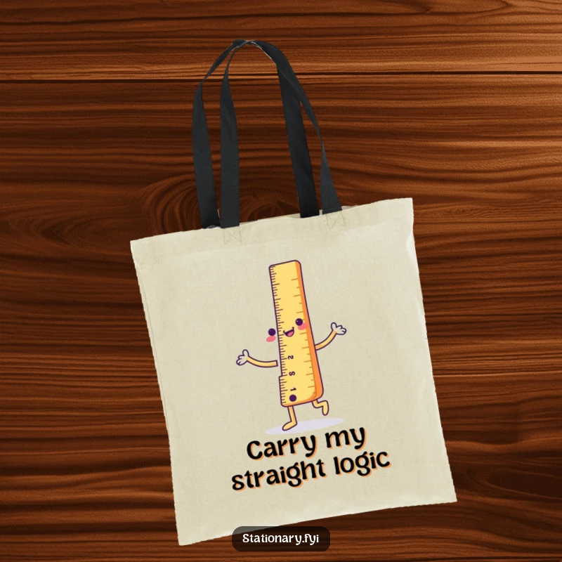 Funny Tote Bag: A cheerful ruler character performing a happy dance, a practical and humorous accessory for everyday use.