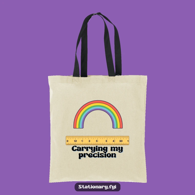 Funny Tote Bag: Carry Precision with a Ruler & Rainbow