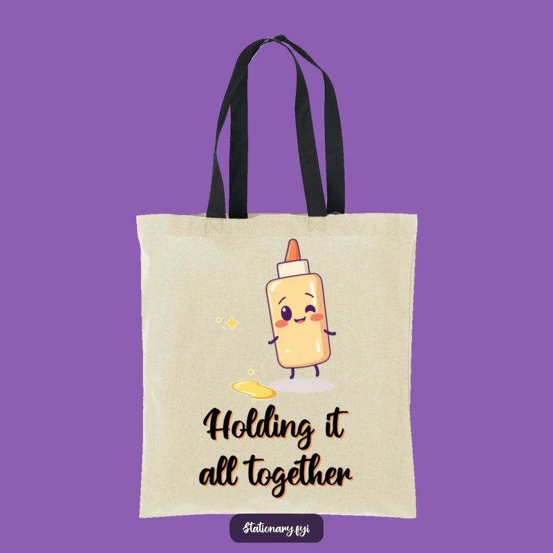 Funny Glue Stick Tote Bag, Sparkle Trail Carryall, Crafty Gift